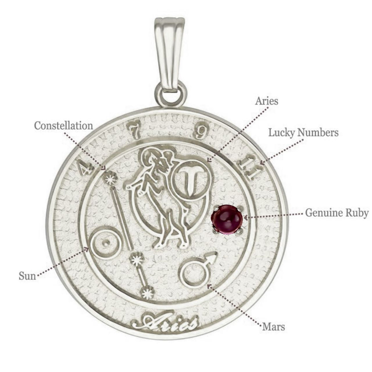 Sterling Silver Aries Talisman Pendant