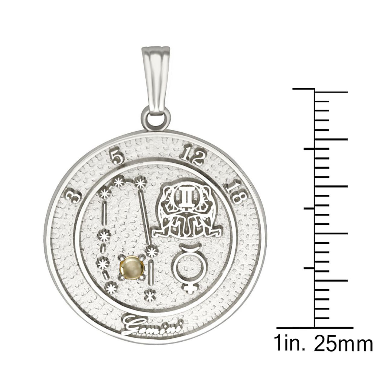 Sterling Silver Gemini Talisman Pendant