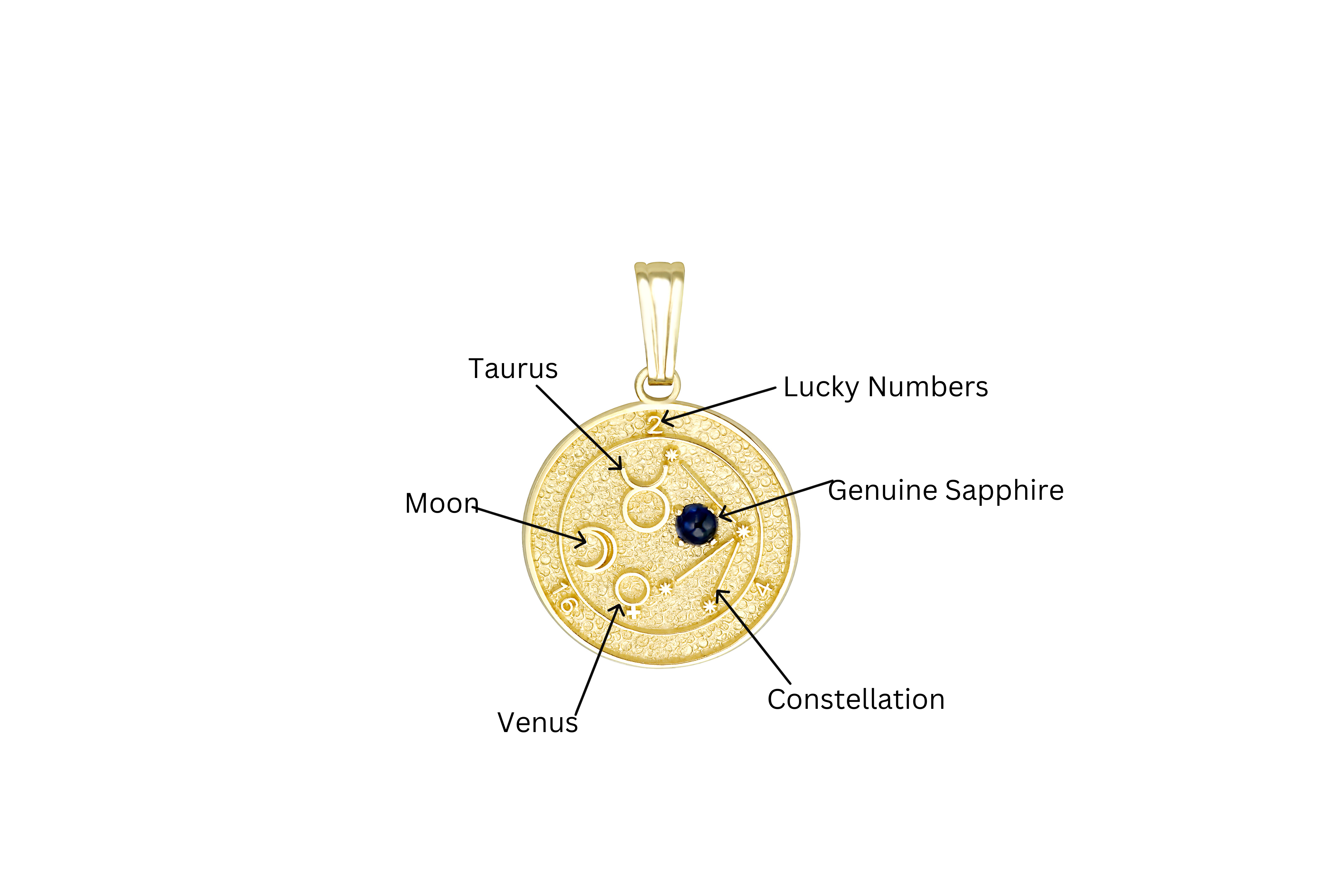 14K Yellow Gold Taurus Talisman Pendant