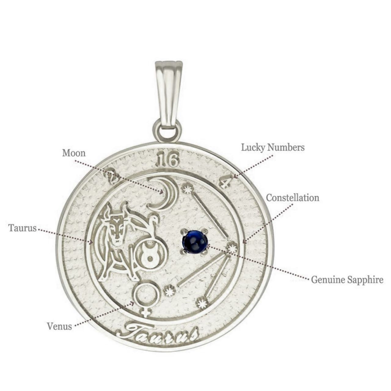 Sterling Silver Taurus Talisman Pendant