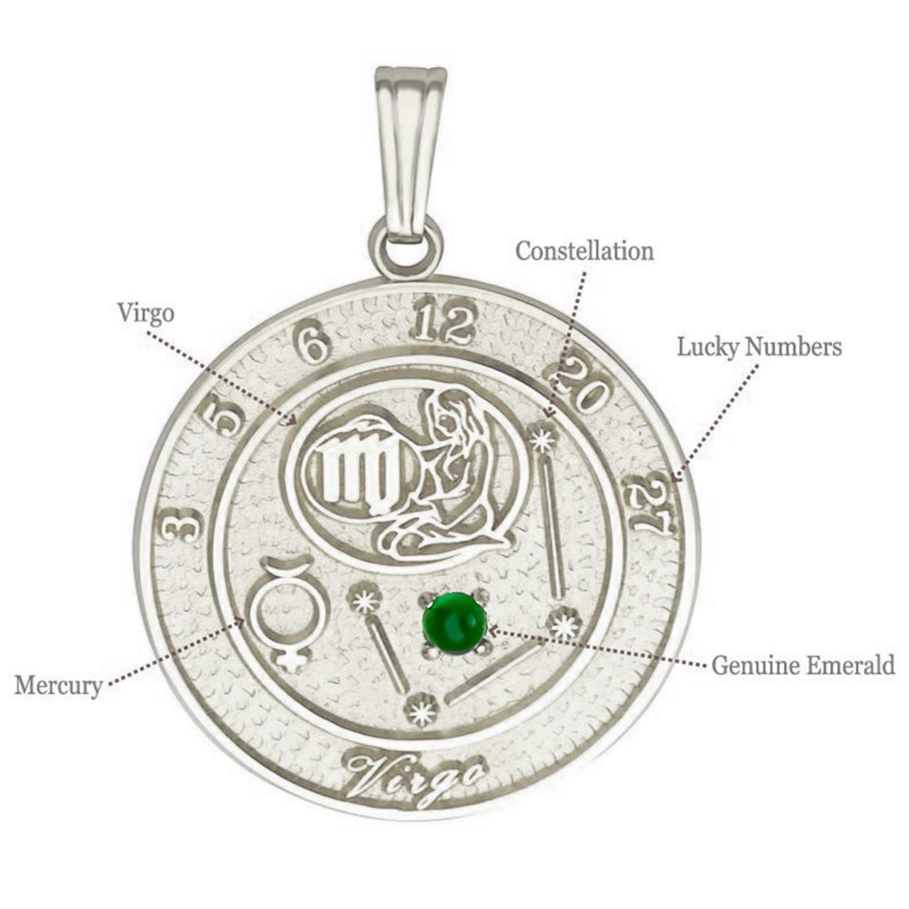 Sterling Silver Virgo Talisman Pendant
