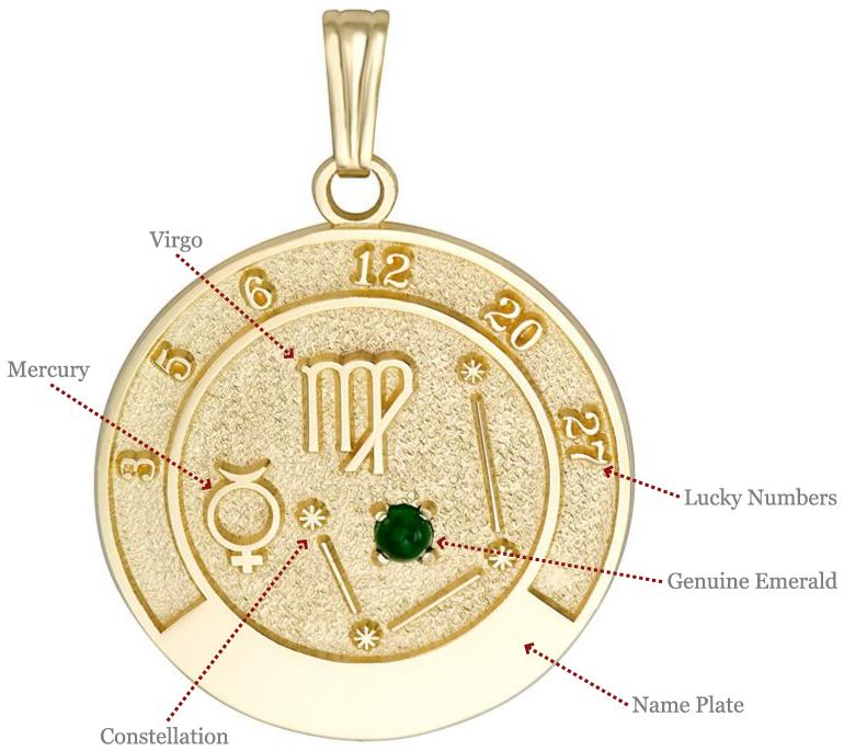 Talisman Pendant is a symbolic piece of jewelry designed to reflect the astrological characteristics associated with a person's zodiac sign