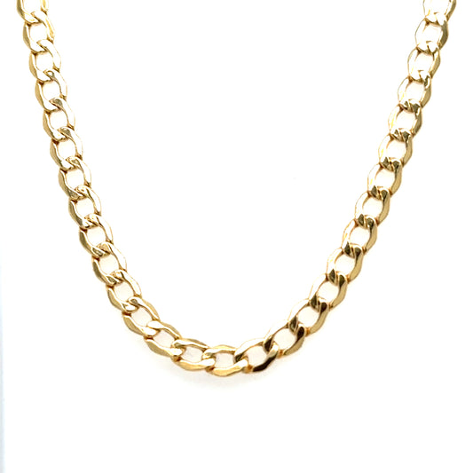 10K 3mm Yellow Gold Hollow Curb Link Chain