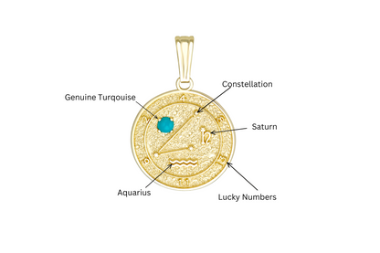 14K Yellow Gold Aquarius Talisman Pendant