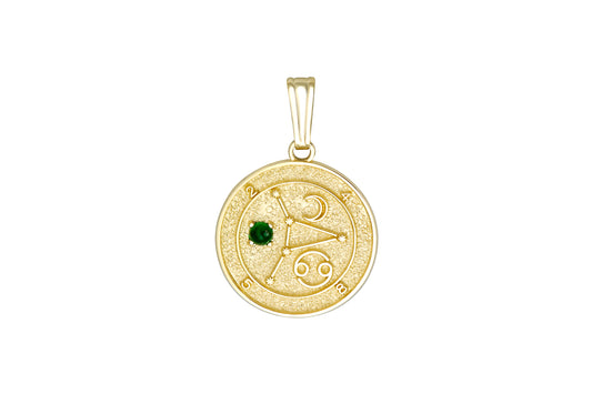 Gold Cancer Zodiac Talisman Pendant