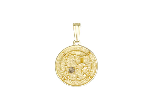 Gold Gemini Zodiac Talisman Pendant