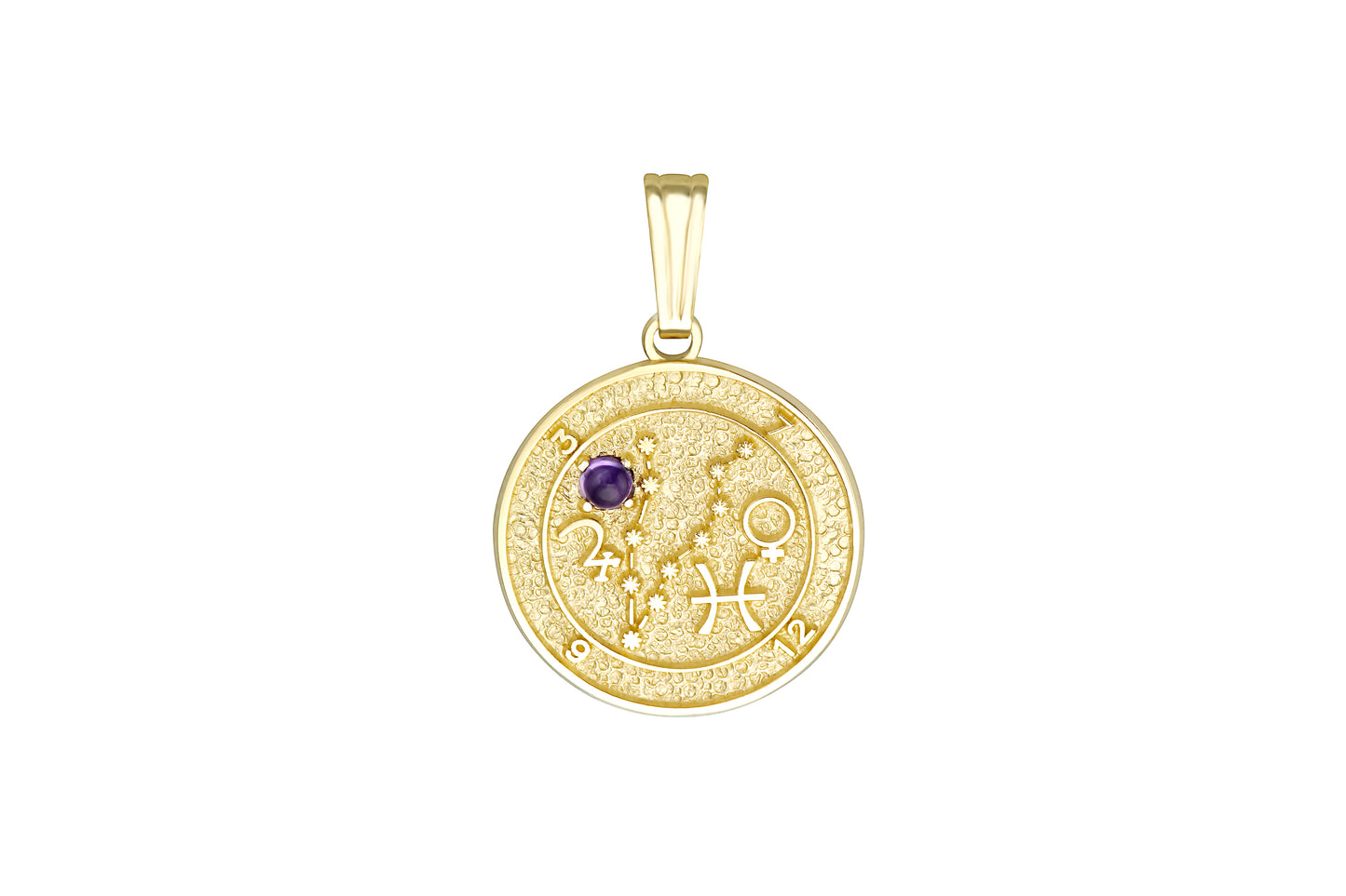 Gold Pisces Zodiac Talisman Pendant
