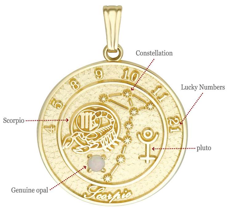 Talisman Pendant is a symbolic piece of jewelry designed to reflect the astrological characteristics associated with a person's zodiac sign