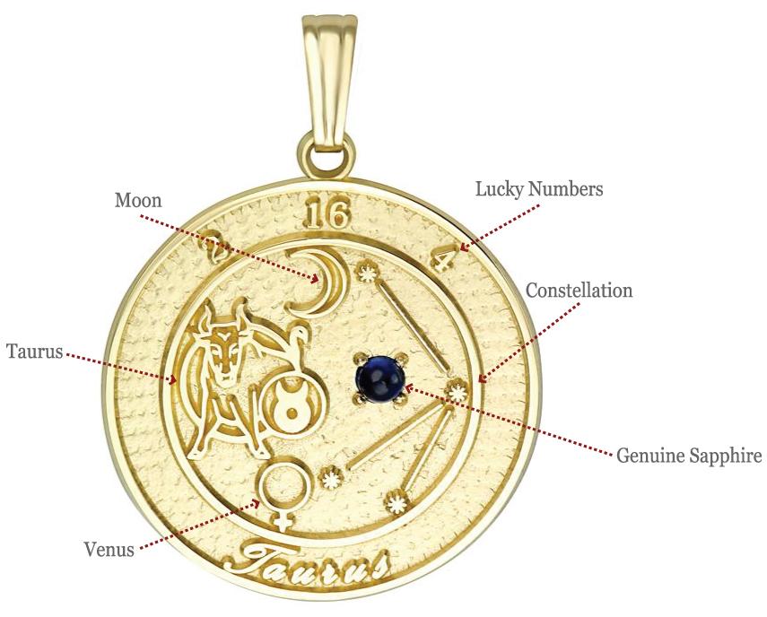 Talisman Pendant is a symbolic piece of jewelry designed to reflect the astrological characteristics associated with a person's zodiac sign