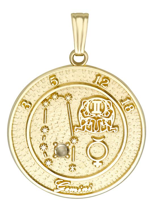  Gold Gemini Zodiac Pendant