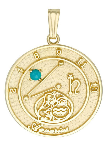 Gold Aquarius Zodiac Pendant