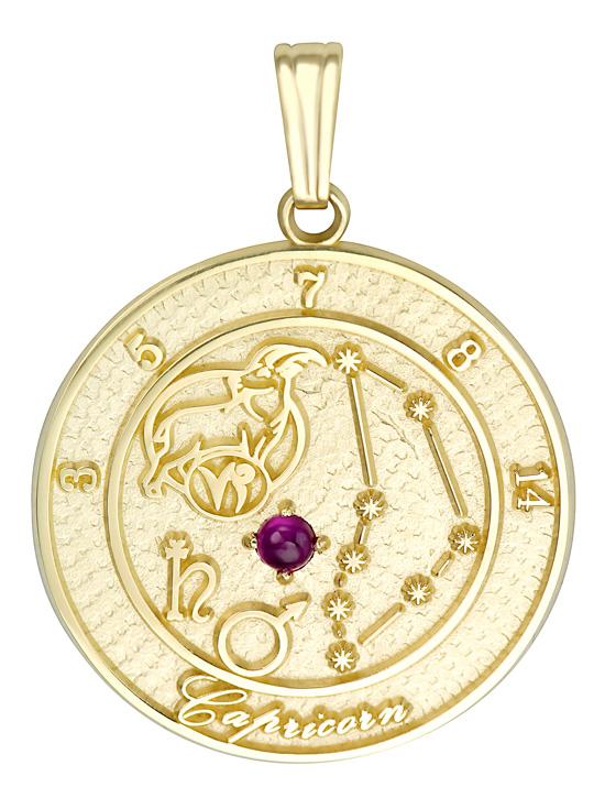  Gold Capricorn Zodiac Pendant